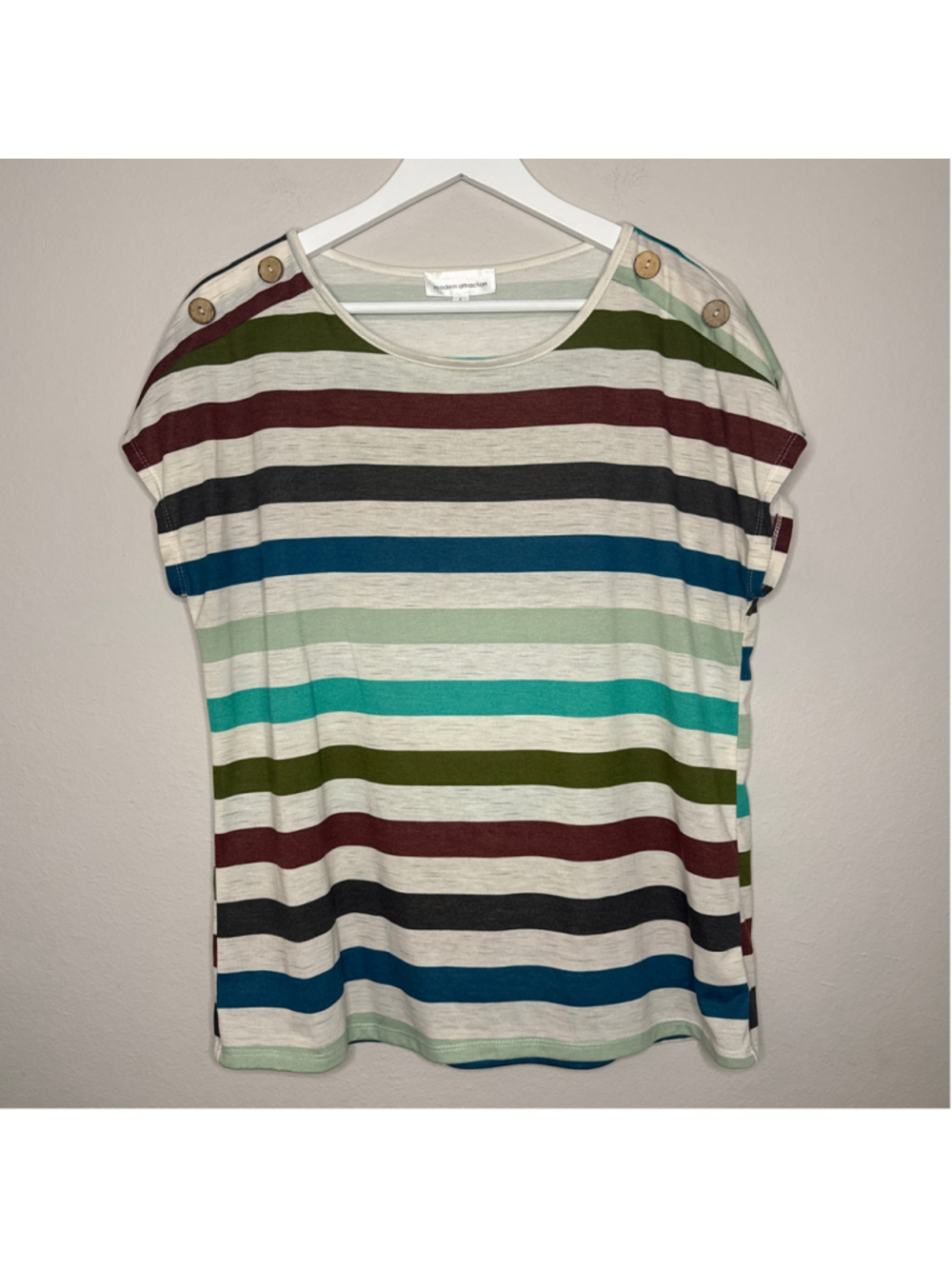 Women's Modern Attraction Striped Short Sleeve Tee, Size L, [LP1056]